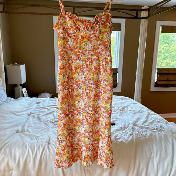 HUTCH Selene Floral Bustier Midi Dress Sweetheart Ditsy Floral Print | Small - Picture 3 of 10
